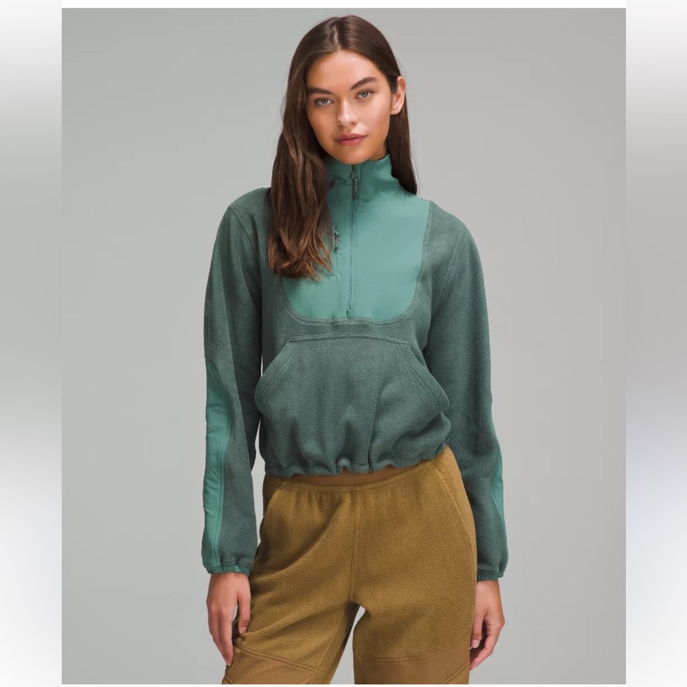 Green Fleece Pullover with Pouch Pocket